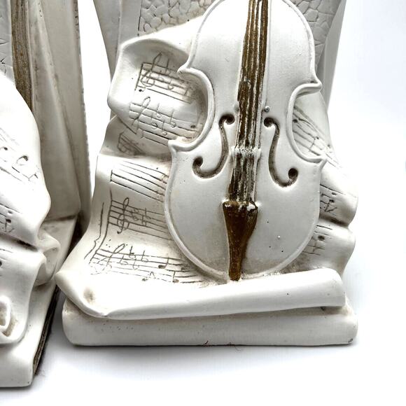 Universal Statuary Corp Classical Music Bookends 1964 Violin Cello Concertos - Picture 4 of 13